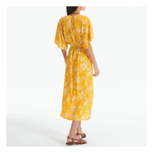 Alma Deia Yellow Print Twist Front Midi Dress NWT 38 M - Picture 2 of 12